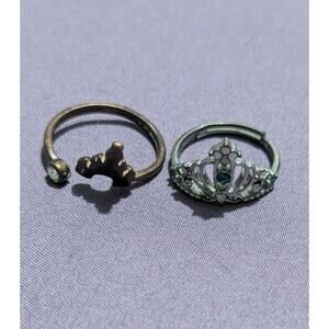 2-Piece Princess Jewelry Set - Castle & Crown Rings - Sizes 6 & 7
